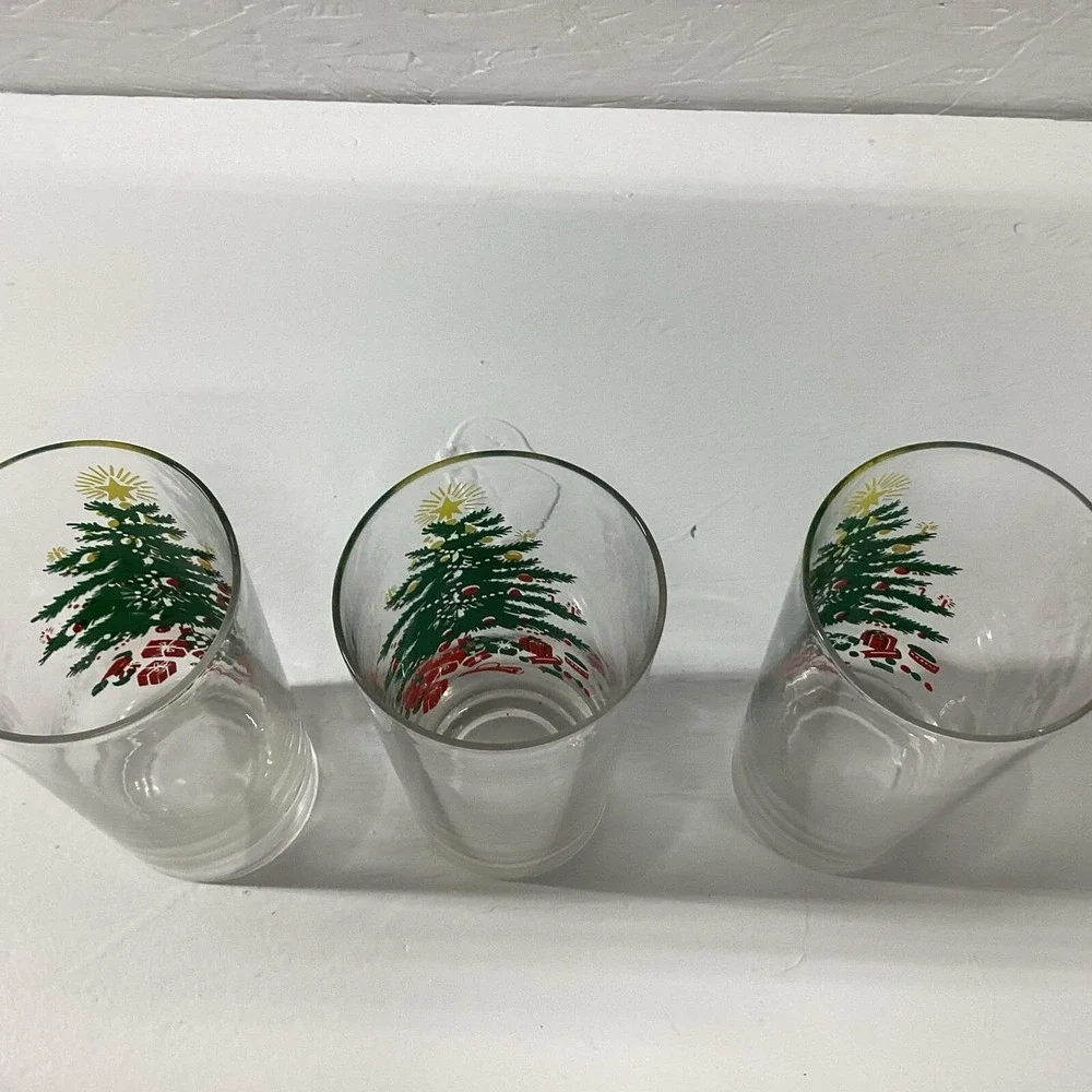 Christmas Tree Tumblers 12 oz Glasses‎ Replacements set of 3 Vintage